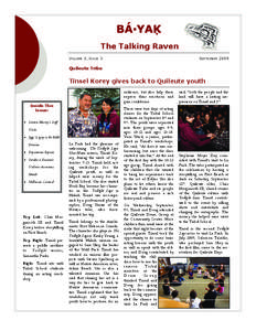 The Talking Raven VOLUME 3, ISSUE 3 SEPTEMBER[removed]Quileute Tribe