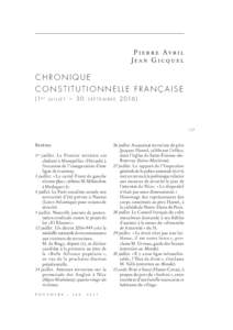 P i e r r e Av r i l Jean Gicquel CHRONIQUE CONSTITUTIONNELLE FRANÇAISE (1 e r