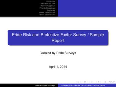 Pride Risk and Protective Factor Survey / Sample Report