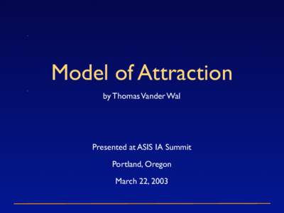 Model of Attraction by Thomas Vander Wal Presented at ASIS IA Summit Portland, Oregon March 22, 2003