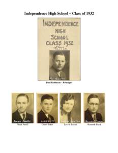 Independence High School – Class of[removed]Paul Robinson – Principal Frank Arrell