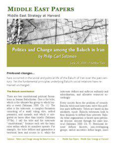 Politics and Change among the Baluch in Iran by Philip Carl Salzman