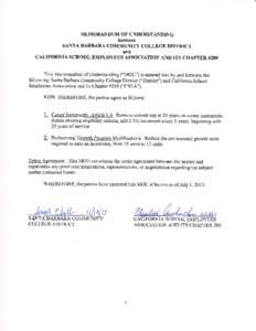 MEMORANDUM OF UNDERSTANDING between SANTA BARBARA COMMUNITY COLLEGE DISTRICT and CALIFORNIA SCHOOL EMPLOYEES ASSOCIATION AND ITS CHAPTER #289