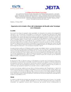U.S. HIGH-TECH TRADE COALITION AEA - COMPUTING TECHNOLOGY INDUSTRY ASSOCIATION –CONSUMER ELECTRONICS ASSOCIATION - ELECTRONIC INDUSTRIES ALLIANCE – EUROPEAN-AMERICAN BUSINESS COUNCIL - INFORMATION TECHNOLOGY ASSOCIAT