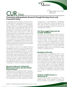 Quarterly  CUR Focus Alicia S. Schultheis, Terence M. Farrell, Elizabeth L. Paul