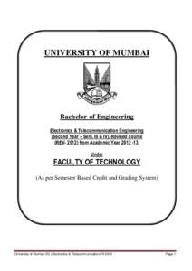 UNIVERSITY OF MUMBAI  ELECTRONICS AND TELECOMMUNICATION ENGINEERING  Bachelor of Engineering