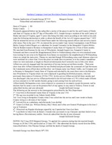 Southern Campaign American Revolution Pension Statements & Rosters Pension Application of Joseph George W7515 Transcribed and annotated by C. Leon Harris. Margaret George