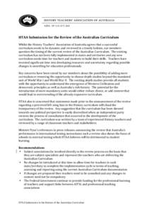   	
   HTAA	
  Submission	
  for	
  the	
  Review	
  of	
  the	
  Australian	
  Curriculum	
    