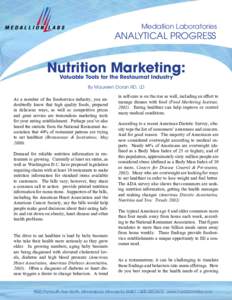 Medallion Laboratories  ANALYTICAL PROGRESS Nutrition Marketing: Valuable Tools for the Restaurnat Industry
