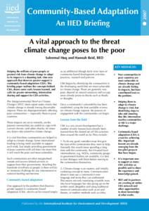 Adaptation to global warming / Environment / Climate Change Science Program / International Institute for Environment and Development / Intergovernmental Panel on Climate Change / Structure