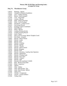 Mooney Mite M-18X Plans and Drawings Index Arranged by Group Dwg. No. Miscellaneous Group