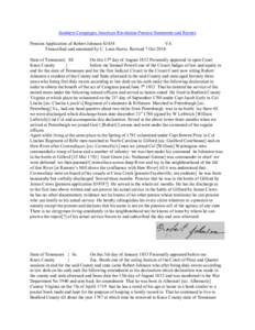 Southern Campaigns American Revolution Pension Statements and Rosters Pension Application of Robert Johnson S1838 VA Transcribed and annotated by C. Leon Harris. Revised 7 Oct[removed]State of Tennessee} SS On this 13th da