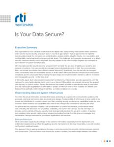 WHITEPAPER  Is Your Data Secure? Executive Summary Any organization’s most valuable assets include its digital data. Safeguarding these assets raises questions: which assets require security, and what type of security 