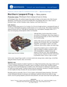 AQUATIC LANDS HABITAT CONSERVATION PLAN — Species Spotlight  Northern Leopard Frog — Rana pipiens