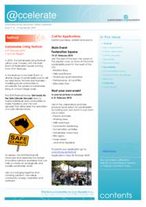 sustainable living foundation official newsletter issue # 16; 14 September 2009 Call for Applications Submit your ideas, exhibits and events: > Festival