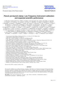 Planck pre-launch status: Low Frequency Instrument calibration and expected scientific performance
