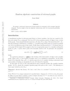 Random algebraic construction of extremal graphs  arXiv:1409.3856v5 [math.CO] 23 Jul 2015 Boris Bukh∗