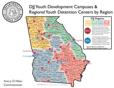 DJJ Youth Development Campuses & Regional Youth Detention Centers by Region Gilmer n