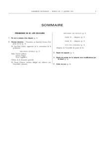ASSEMBLÉE NATIONALE – SÉANCE DU 17 JANVIER[removed]SOMMAIRE PRÉSIDENCE DE M. LOI¨C BOUVARD