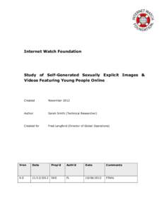 Internet Watch Foundation  Study of Self-Generated Sexually Explicit Images & Videos Featuring Young People Online  Created