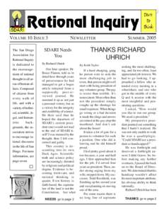 RATIONAL INQUIRY  VOLUME 10, ISSUE 3 The San Diego Association for Rational Inquiry