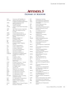 GLOSSARY OF ACRONYMS  APPENDIX 5 GLOSSARY OF ACRONYMS
