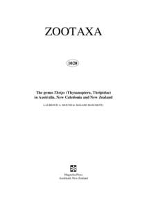 ZOOTAXA 1020 The genus Thrips (Thysanoptera, Thripidae) in Australia, New Caledonia and New Zealand LAURENCE A. MOUND & MASAMI MASUMOTO