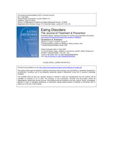 Abnormal psychology / Eating Disorders Coalition / Culture-bound syndromes / Anorexia nervosa / National Eating Disorders Association / Gürze Books / Eating disorders / Psychiatry / Medicine