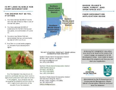 IS MY LAND ELIGIBLE FOR FARM DESIGNATION? RHODE ISLAND’S FARM, FOREST, AND OPEN SPACE ACT