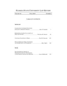 FLORIDA STATE UNIVERSITY LAW REVIEW VOLUME 38 FALL[removed]NUMBER 1
