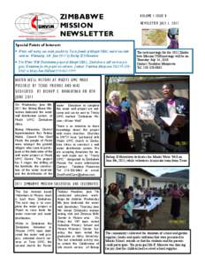 ZIMBABWE MISSION NEWSLETTER VOLUME I ISSUE V NEWSLETTER JULY 1, 2011
