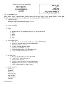 TOWN OF HOT SULPHUR SPRINGS  TOWN BOARD REGULAR MEETING AGENDA