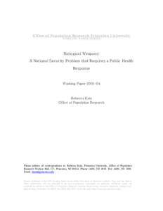 Medicine / Bioterrorism / Biological agent / Anthrax / Unit 731 / Glanders / Ricin / Weapon of mass destruction / Brucellosis / Biology / Biological warfare / Health