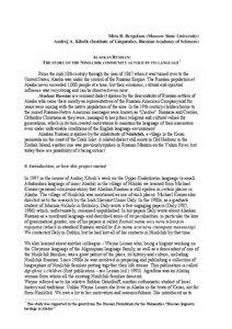 Mira B. Bergelson (Moscow State University) Andrej A. Kibrik (Institute of Linguistics, Russian Academy of Sciences) ALASKAN RUSSIAN: