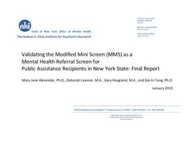 Validating the Modified Mini Screen (MMS)