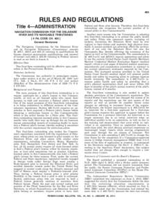 485  RULES AND REGULATIONS Title 4—ADMINISTRATION NAVIGATION COMMISSION FOR THE DELAWARE RIVER AND ITS NAVIGABLE TRIBUTARIES