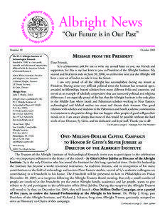 Albright News “Our Future is in Our Past” Number 10