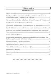 Table des matières Bulletin NoLe mot du comité.................................................................................................................2 Famille Jaquet-Droz communière du Locle et paro