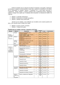 El Plan de Estudios para la obtención del título de Graduado en Geografía y Ordenación del Territorio se plantea con un desarrollo en cuatro años a partir de la obtención de 240 créditos ECTS estructurados en mód