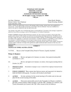 TONOPAH TOWN BOARD MEETING AGENDA NOVEMBER 09, 2011 TONOPAH CONVENTION CENTER 301 Brougher Avenue, Tonopah, NV[removed]:00 p.m.