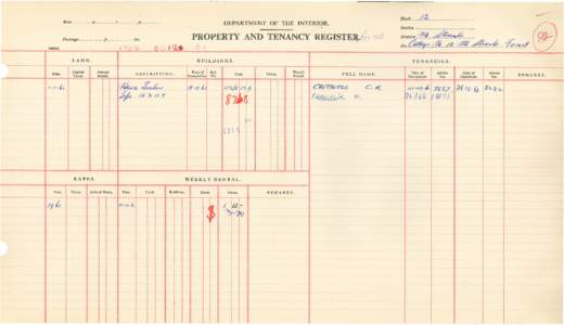 Department of the Interior Property and Tenancy Ledger