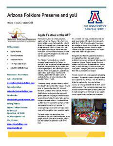 Arizona Folklore Preserve and yoU Volume 1, Issue 3, October 2008