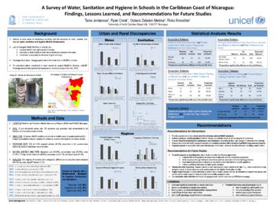 A Survey of Water, Sanitation and Hygiene in Schools in the Caribbean Coast of Nicaragua: Findings, Lessons Learned, and Recommendations for Future Studies Tania Jordanova1, Ryan Cronk1, Octavio Zeledon Medina2, Rinko Ki