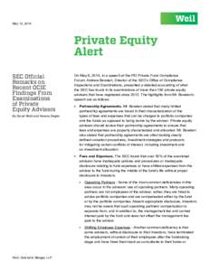 May 12, 2014  Private Equity Alert SEC Official Remarks on