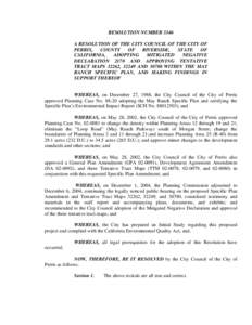 RESOLUTION NUMBER 3346 A RESOLUTION OF THE CITY COUNCIL OF THE CITY OF PERRIS, COUNTY OF RIVERSIDE,