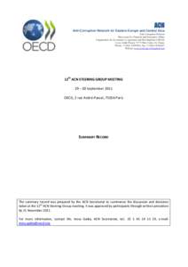 ACN Anti-Corruption Network for Eastern Europe and Central Asia Anti-Corruption Division Directorate for Financial and Enterprise Affairs Organisation for Economic Co-operation and Development (OECD) 2, rue André-Pascal