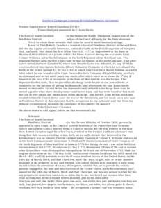 Southern Campaign American Revolution Pension Statements Pension Application of Robert Clanahan: S39319 Transcribed and annotated by C. Leon Harris The State of South Carolina} By the Honorable Waddy Thompson Esquire one