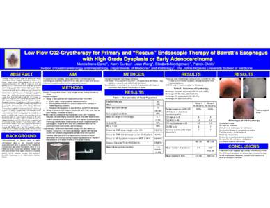 Low Flow C02 -Cryotherapy for Primary and ““Rescue” Rescue” Endoscopic Therapy of Barrett ’s Esophagus C02-Cryotherapy Barrett’s