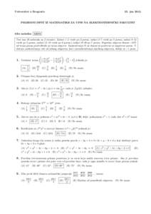 Univerzitet u Beogradu  25. jun 2012. ˇ PRIJEMNI ISPIT IZ MATEMATIKE ZA UPIS NA ELEKTROTEHNICKI