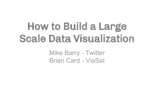 How to Build a Large Scale Data Visualization Mike Barry - Twitter Brian Card - ViaSat  Project History In Brief